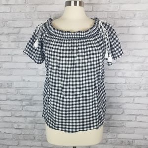 LOFT Gingham Check Crinkled Convertible Top